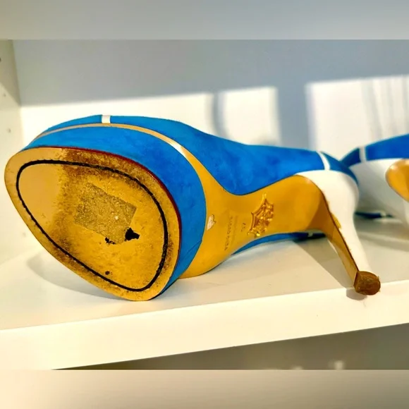 Charlotte Olympia Blue Suede Heels